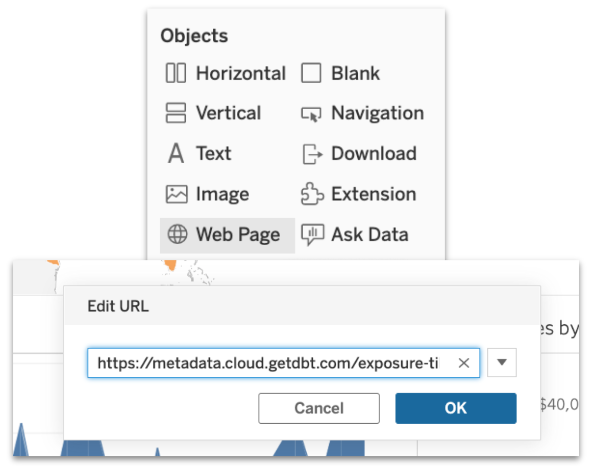 Configure Tableau by using a Web page object.